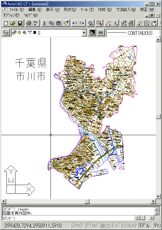 数値地図２５０００（空間データ基盤）→DXFファイル変換例