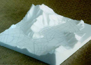 谷あいの集落 インキング立体モデル写真