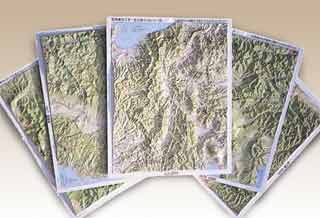 立体地図 県別カラーレリーフマップ写真